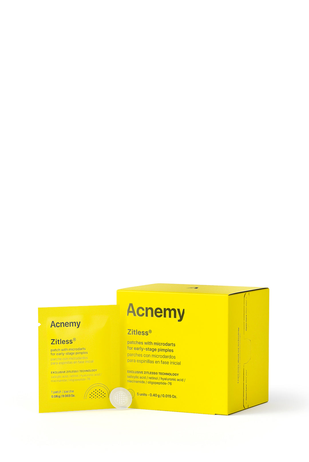 Acnemy ZITLESS® 𝗽𝗮𝘁𝗰𝗵 𝘄𝗶𝘁𝗵 𝗠𝗶𝗰𝗿𝗼𝗱𝗮𝗿𝘁𝘀 𝗙𝗼𝗿 𝗘𝗮𝗿𝗹𝘆-𝘀𝘁𝗮𝗴𝗲 𝗣𝗶𝗺𝗽𝗹𝗲𝘀