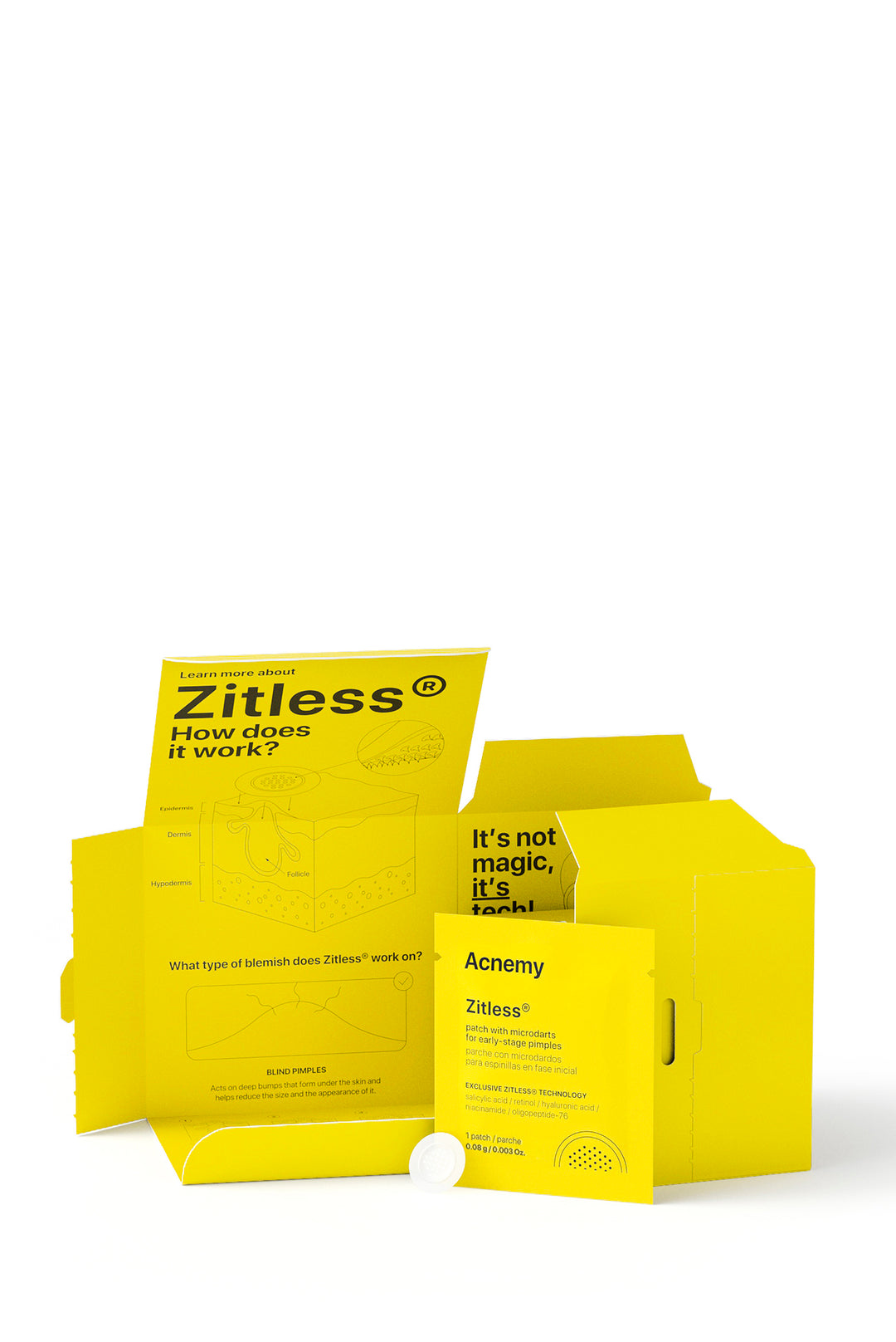 Acnemy ZITLESS® 𝗽𝗮𝘁𝗰𝗵 𝘄𝗶𝘁𝗵 𝗠𝗶𝗰𝗿𝗼𝗱𝗮𝗿𝘁𝘀 𝗙𝗼𝗿 𝗘𝗮𝗿𝗹𝘆-𝘀𝘁𝗮𝗴𝗲 𝗣𝗶𝗺𝗽𝗹𝗲𝘀